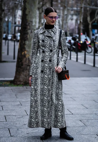 Street Style, Fall Winter 2019, Paris Fashion Week, France - 01 — стокове фото