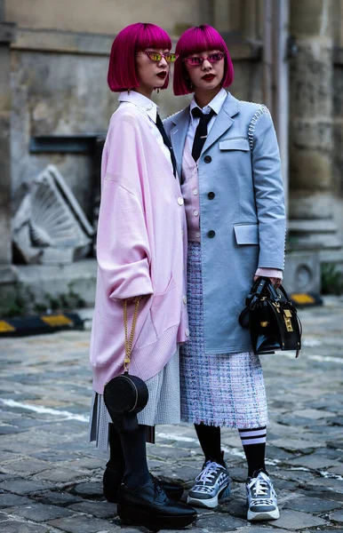 거리 스타일, 가을 겨울 2019, 파리 패션 위크, 프랑스 - 03 — 스톡 사진