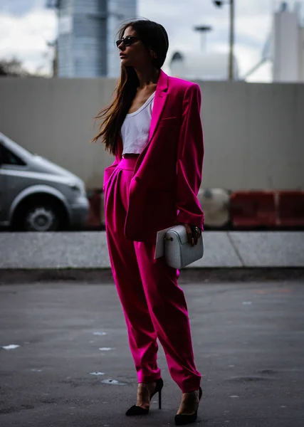 거리 스타일, 겨울 겨울 2019, 파리 패션 위크, 프랑스 - 04 — 스톡 사진