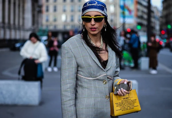 Sokak Tarzı, Sonbahar Kış 2019, Paris Moda Haftası, Fransa - 28 — Stok fotoğraf
