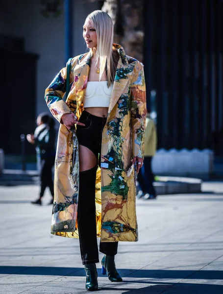 Street Style, Fall Winter 2019, Paris Fashion Week, Франция - 27 — стоковое фото