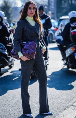 Sokak Tarzı, Sonbahar Kış 2019, Paris Moda Haftası, Fransa - 27 