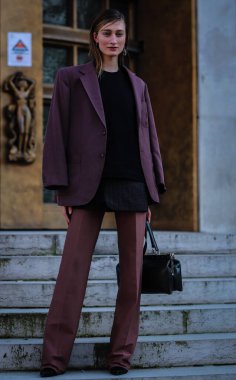 Street Style, Fall Winter 2019, Paris Fashion Week, France - 27  clipart