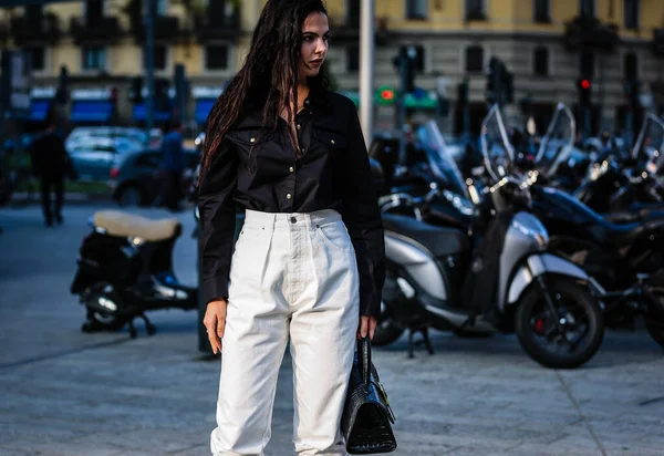 Milan Italia September 2019 Doina Ciobanu Jalan Selama Pekan Mode — Stok Foto