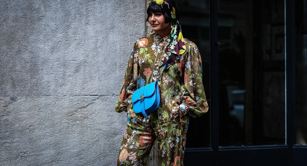 Milan Italie Septembre 2019 Maria Bernad Dans Rue Pendant Fashion — Photo