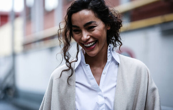 MILAN, Italy- September 19 2019: Woman on the street during the Milan Fashion Week.