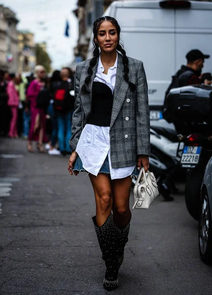 Milán Italia Septiembre 2019 Tamara Kalinic Calle Durante Semana Moda — Foto de Stock