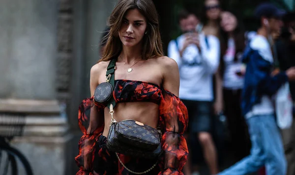 Милан Италия Сентября 2019 Года Женщина Улице Время Недели Моды — стоковое фото
