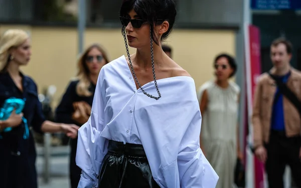 Milan Italy September 2019 Woman Street Milan Fashion Week — Stock Photo, Image