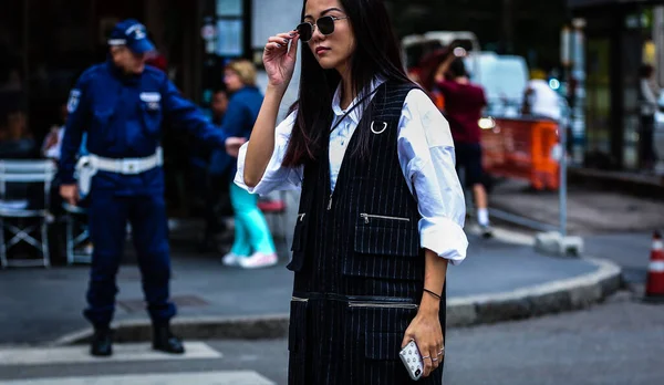 Milan Italia Septiembre 2019 Yoyo Cao Calle Durante Semana Moda — Foto de Stock