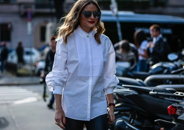 Μιλάνο Ιταλία Σεπτεμβρίου 2019 Olivia Palermo Στο Δρόμο Κατά Διάρκεια — Φωτογραφία Αρχείου