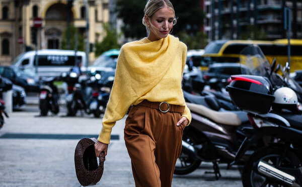 MILAN, Italy- September 20 2019: Leonie Hanne on the street during the Milan Fashion Week.