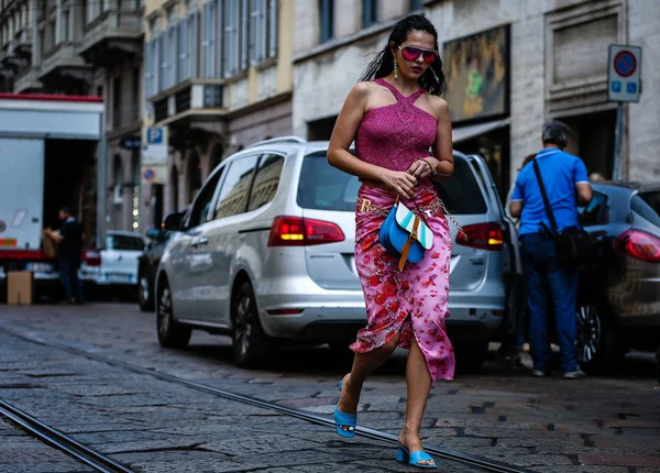 Mediolan Włochy Września 2019 Doina Ciobanu Ulicy Podczas Tygodnia Mody — Zdjęcie stockowe