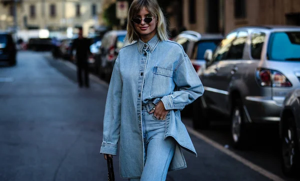 Milán Italia Septiembre 2019 Xenia Adonts Calle Durante Semana Moda — Foto de Stock