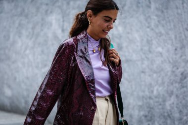 Milan, İtalya - 20 Eylül 2019: Milano Moda Haftası sırasında Georgia Tal.