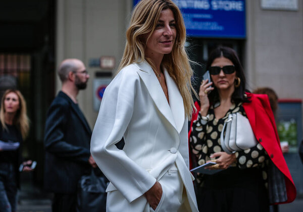 MILAN, Italy- September 19 2019: Ada Kokosar on the street during the Milan Fashion Week.
