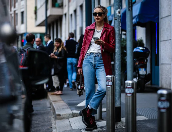Milan Italy Вересня 2019 Жінки Вулиці Під Час Міланського Тижня — стокове фото