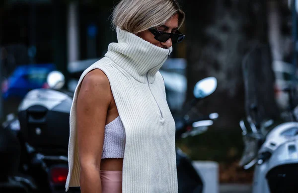 Milan Itália Setembro 2019 Aylin Koenig Rua Durante Milan Fashion — Fotografia de Stock