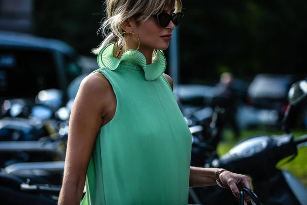 Milan Itália Setembro 2019 Xenia Adonts Rua Durante Milan Fashion — Fotografia de Stock