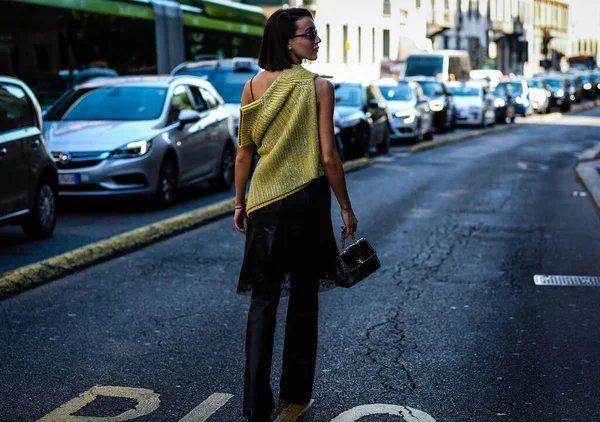 Milán Italia Septiembre 2019 Mary Leest Calle Durante Semana Moda — Foto de Stock