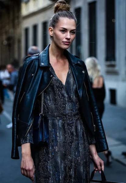 Milan Itália Setembro 2019 Modelo Rua Durante Milan Fashion Week — Fotografia de Stock