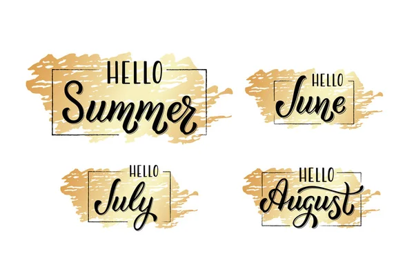 Hello Summer. Month Lettering. — Stock Vector