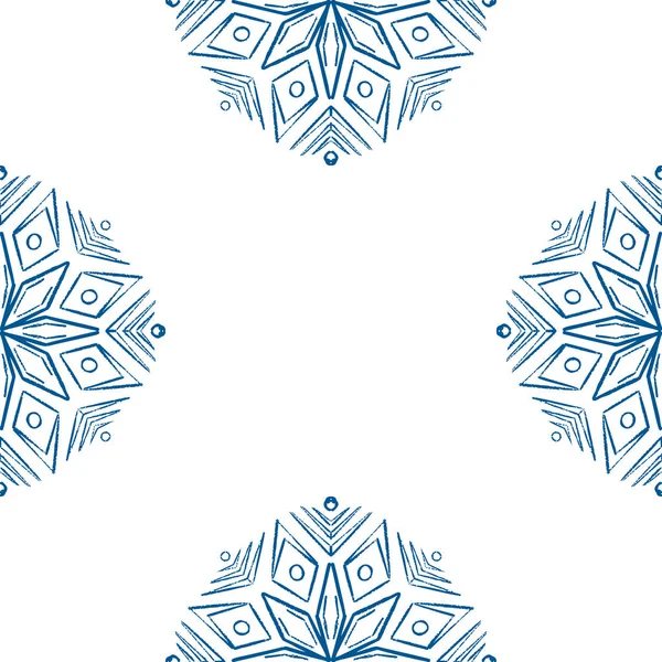 Vector azul mandala ilustración, diseño de patrón sin costuras . — Vector de stock