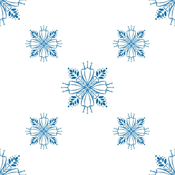Vector blue mandala illustration, seamless pattern design. — Stock Vector