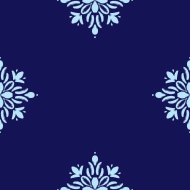 Mavi pürüzsüz mandala deseni, çiçek boho süsü.