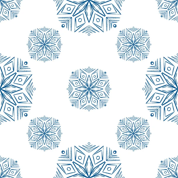 Vector azul mandala ilustração, design de padrão sem costura . — Vetor de Stock