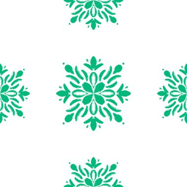 Yeşil pürüzsüz mandala deseni, çiçek boho süsü.