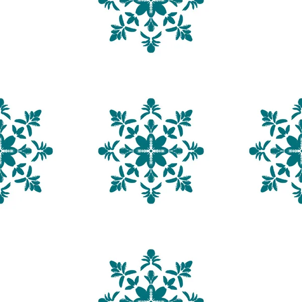 緑のシームレスマンダラパターン、花のブーホー装飾. — ストックベクタ