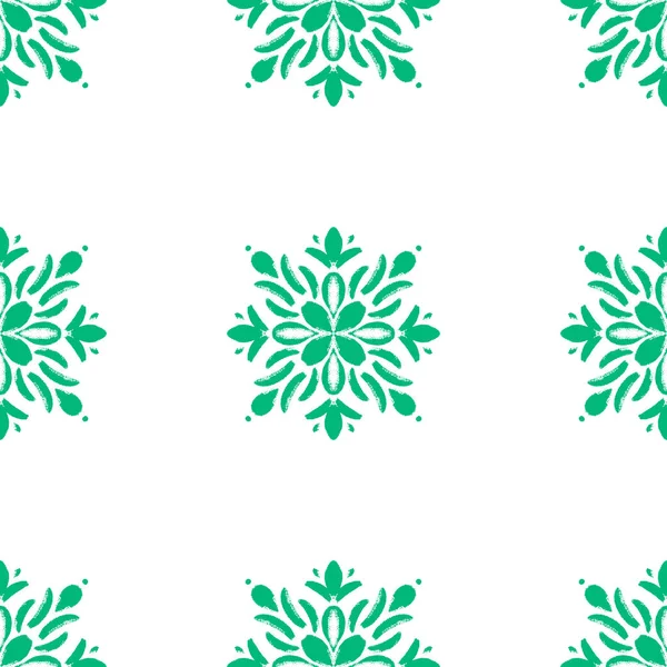 Yeşil pürüzsüz mandala deseni, çiçek boho süsü.