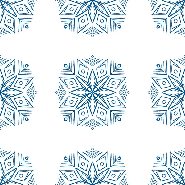 Vektör mavi mandala çizimi, kusursuz desen tasarımı.