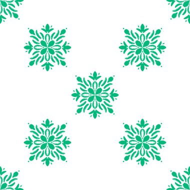 Yeşil pürüzsüz mandala deseni, çiçek boho süsü.