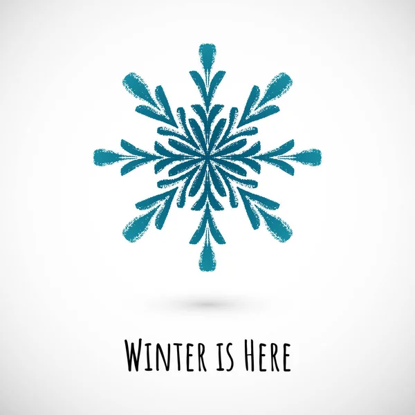 Winter hand draw blue snowflake icon, vector doodle design. — Stock Vector