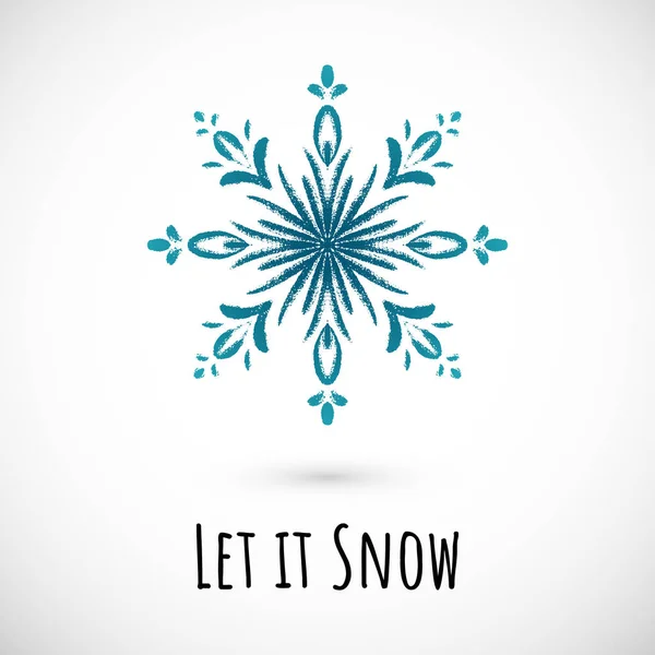 Kış el çizimi mavi kar tanesi simgesi, vektör karalama tasarımı.