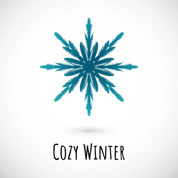 Kış el çizimi mavi kar tanesi simgesi, vektör karalama tasarımı.