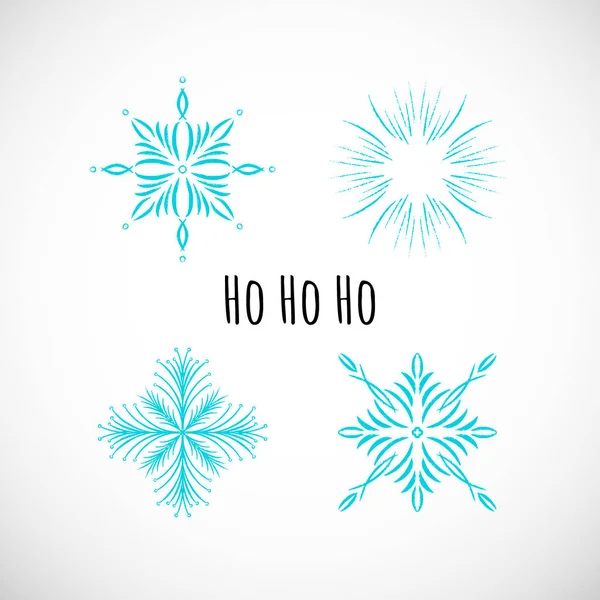 Metin, vektör karalama tasarımı ile mavi kar tanesi simgesi kümesi.