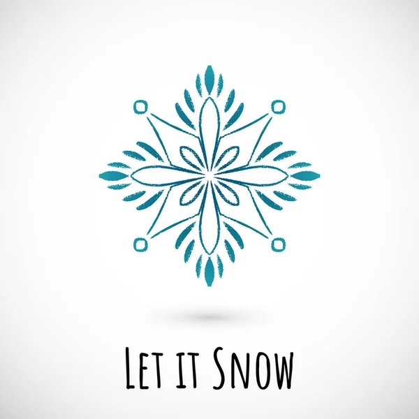 Kış el çizimi mavi kar tanesi simgesi, vektör karalama tasarımı.
