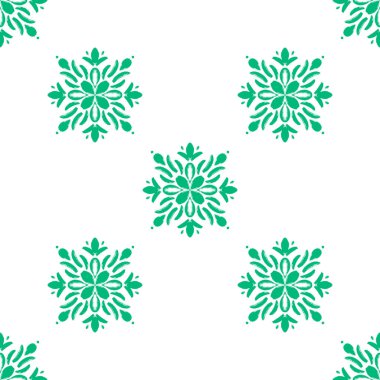 Vektör yeşil el mandala stili kusursuz desen tasarımı. El çizimi grunge çiçek süsleme deseni baskı ve tekstil arka planı, ev dekorasyonu ve ambalaj kağıdı.