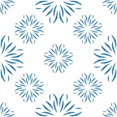 Mavi vektör mandala biçimi kusursuz desen tasarımı. Parmak izi ve tekstil için el çizimi çiçek süsü arka planı, ev dekorasyonu ve ambalaj kağıdı.