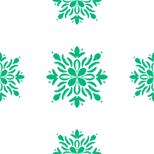 Vektör yeşil el mandala stili kusursuz desen tasarımı. El çizimi grunge çiçek süsleme deseni baskı ve tekstil arka planı, ev dekorasyonu ve ambalaj kağıdı.