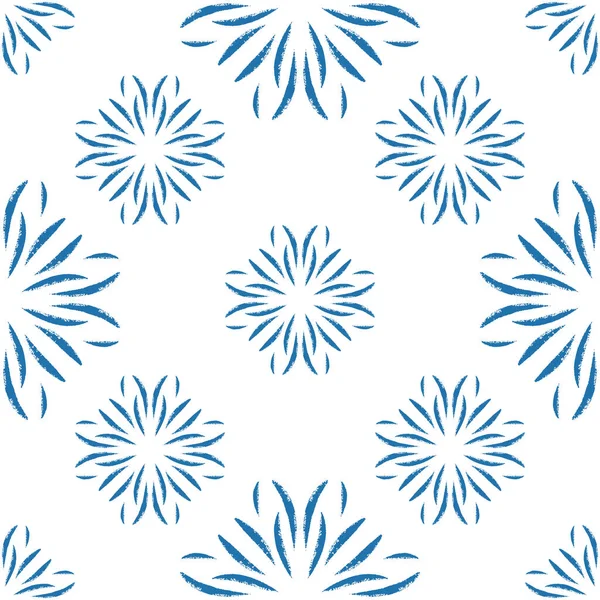 Mavi vektör mandala biçimi kusursuz desen tasarımı. Parmak izi ve tekstil için el çizimi çiçek süsü arka planı, ev dekorasyonu ve ambalaj kağıdı.