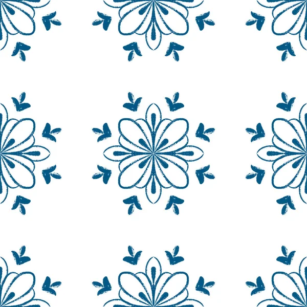 Mavi mandala kusursuz desen tasarımı. Karalama çiçeği illüstrasyonu.