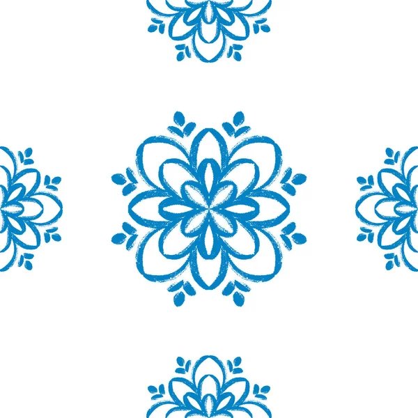 Mavi mandala kusursuz desen tasarımı. Karalama çiçeği illüstrasyonu.