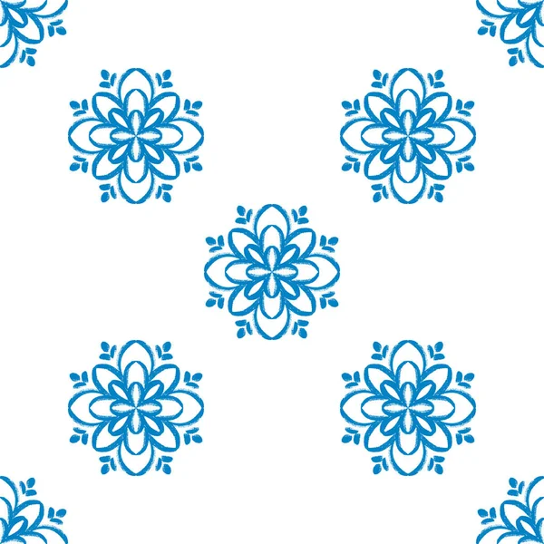 Синя мандала безшовний візерунок. Квіткова ілюстрація Doodle . — стоковий вектор