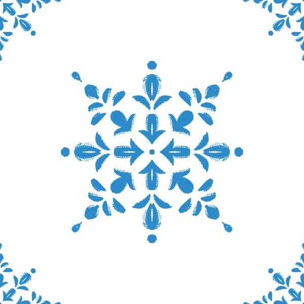 Niebieski wzór zimowy bez szwu, elementy bazgrołów do papieru pakowego i tekstyliów. — Wektor stockowy