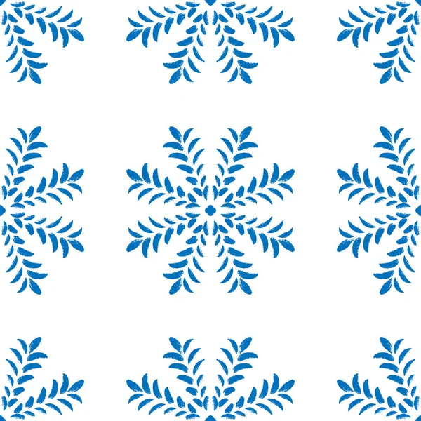 Blauw winter naadloos patroon, doodle elementen voor inpakpapier en textiel. — Stockvector