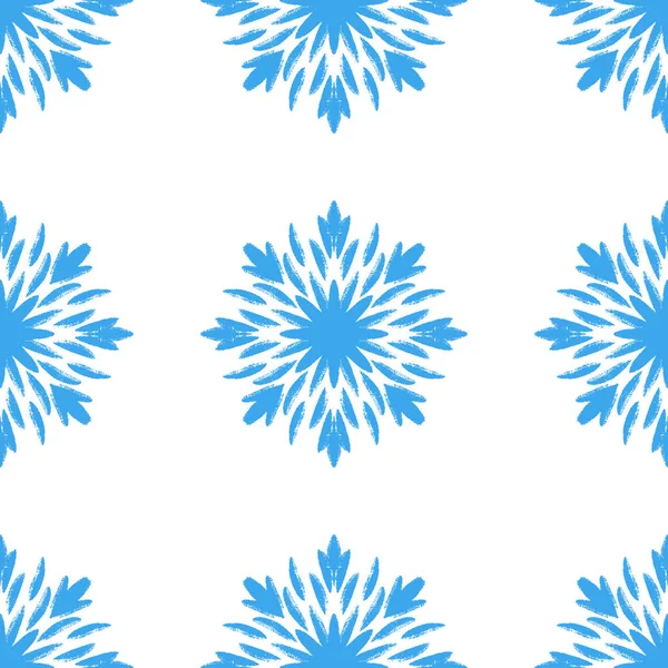 Blauw winter naadloos patroon, doodle elementen voor inpakpapier en textiel. — Stockvector